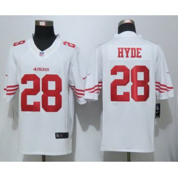 Men's San Francisco 49ers #28 Carlos Hyde White Road NFL Nike Limited Jersey