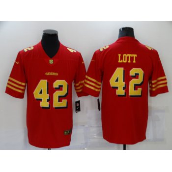 Men's San Francisco 49ers #42 Ronnie Lott Red Gold 2021 Vapor Untouchable Stitched NFL Nike Limited Jersey