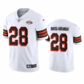 Cleveland Browns 28 Jeremiah Owusu Koramoah Nike 1946 Collection Alternate Vapor Limited NFL Jersey White