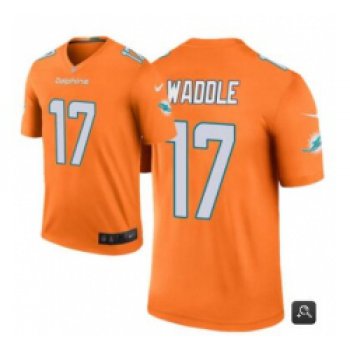 Men Miami Dolphins #17 Jaylen Waddle Orange 2021 Vapor Untouchable Limited Stitched NFL Jersey