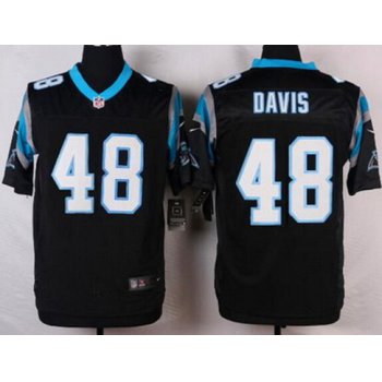 Men's Carolina Panthers #48 Stephen Davis Black Retired Player NFL Nike Elite Jersey