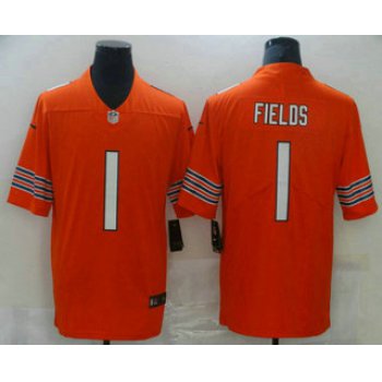 Men's Chicago Bears #1 Justin Fields Orange 2021 Vapor Untouchable Stitched NFL Nike Limited Jersey