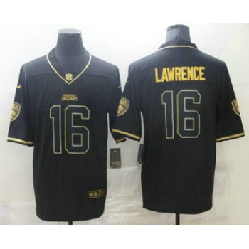 Men's Jacksonville Jaguars #16 Trevor Lawrence Black Golden Edition Stitched NFL Nike Limited Jersey