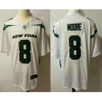 Men's New York Jets #8 Elijah Moore White 2021 Vapor Untouchable Stitched NFL Nike Limited Jersey