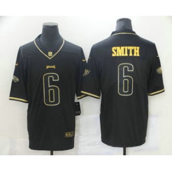 Men's Philadelphia Eagles #6 DeVonta Smith Black 100th Season Golden Edition Jersey