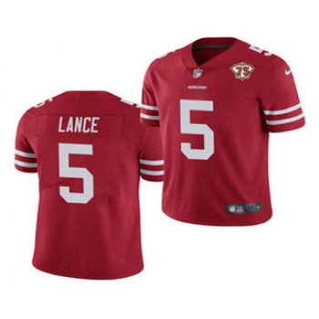 Men's San Francisco 49ers #5 Trey Lance Red 2021 75th Anniversary Vapor Untouchable Limited Stitched NFL Jersey