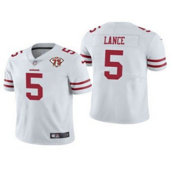 Men's San Francisco 49ers #5 Trey Lance White 2021 75th Anniversary Vapor Untouchable Limited Stitched NFL Jersey