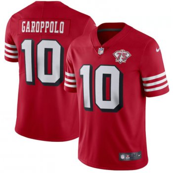 Nike 49ers 10 Jimmy Garoppolo Red 75th Anniversary Color Rush Vapor Untouchable Limited Jersey