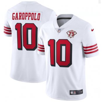 Nike 49ers 10 Jimmy Garoppolo White 75th Anniversary Color Rush Vapor Untouchable Limited Jersey