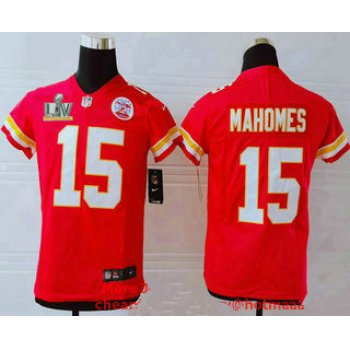 Youth Kansas City Chiefs #15 Patrick Mahomes Red 2021 Super Bowl LV Vapor Untouchable Stitched Nike Limited NFL Jersey