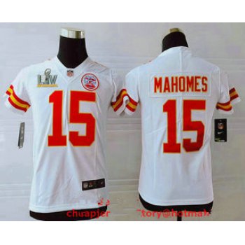 Youth Kansas City Chiefs #15 Patrick Mahomes White 2021 Super Bowl LV Vapor Untouchable Stitched Nike Limited NFL Jersey