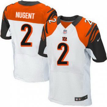 Men's Cincinnati Bengals #2 Mike Nugent White Road NFL Nike Elite Jersey