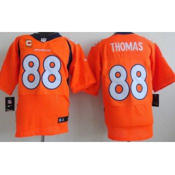 Men's Denver Broncos #88 Demaryius Thomas Orange Team Color C Patch NFL Nike Elite Jersey