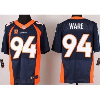 Men's Denver Broncos #94 DeMarcus Ware Navy Blue Alternate C Patch NFL Nike Elite Jersey