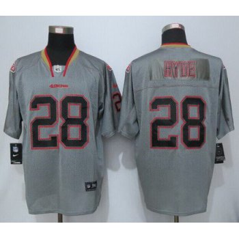 Men's San Francisco 49ers #28 Carlos Hyde Lights Out Gray NFL Nike Elite Jersey