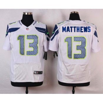 Men's Seattle Seahawks #13 Chris Matthews White Road NFL Nike Elite Jersey