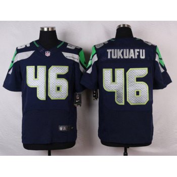 Men's Seattle Seahawks #46 Will Tukuafu Navy Blue Team Color NFL Nike Elite Jersey