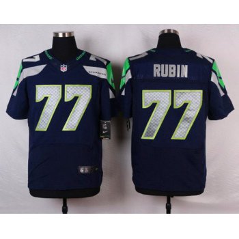 Men's Seattle Seahawks #77 Ahtyba Rubin Navy Blue Team Color NFL Nike Elite Jersey