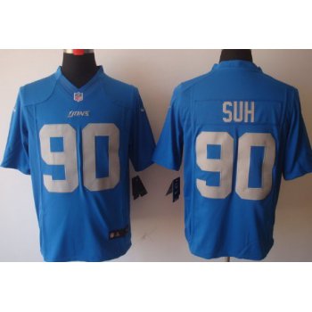 Nike Detroit Lions #90 Ndamukong Suh Navy Blue Limited Jersey