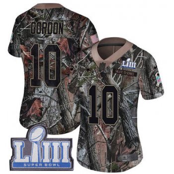 #10 Limited Josh Gordon Camo Nike NFL Women's Jersey New England Patriots Rush Realtree Super Bowl LIII Bound