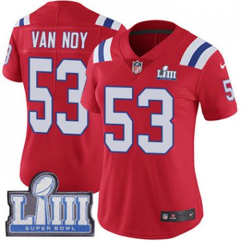 #53 Limited Kyle Van Noy Red Nike NFL Alternate Women's Jersey New England Patriots Vapor Untouchable Super Bowl LIII Bound