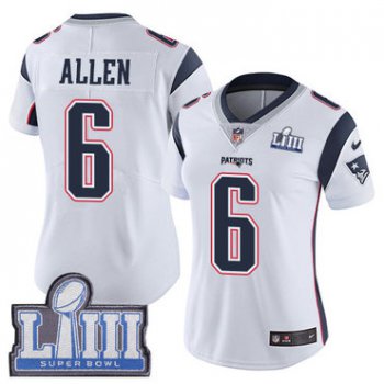 #6 Limited Ryan Allen White Nike NFL Road Women's Jersey New England Patriots Vapor Untouchable Super Bowl LIII Bound