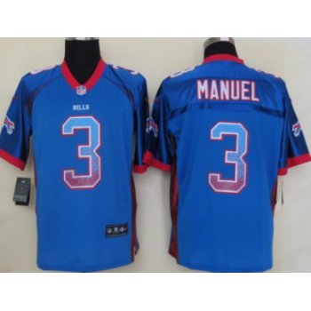 Nike Buffalo Bills #3 EJ Manuel Drift Fashion Blue Elite Jersey