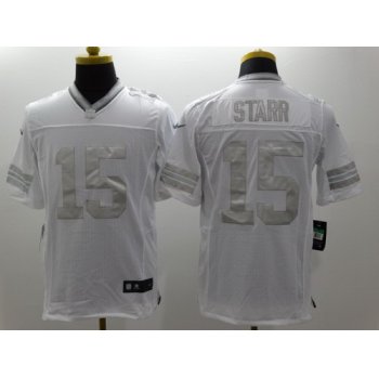 Nike Green Bay Packers #15 Bart Starr Platinum White Limited Jersey