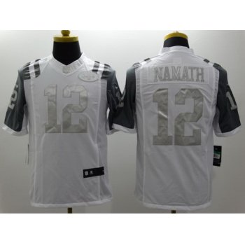 Nike New York Jets #12 Joe Namath Platinum White Limited Jersey