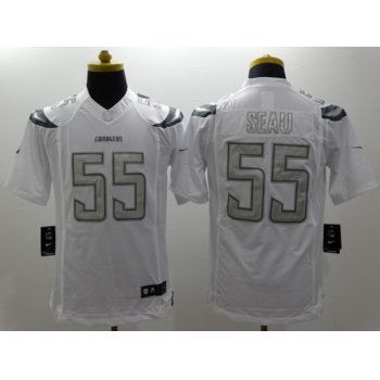 Nike San Diego Chargers #55 Junior Seau Platinum White Limited Jersey