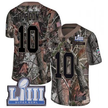 #10 Limited Josh Gordon Camo Nike NFL Youth Jersey New England Patriots Rush Realtree Super Bowl LIII Bound