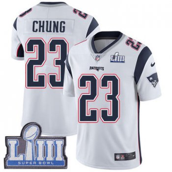 #23 Limited Patrick Chung White Nike NFL Road Youth Jersey New England Patriots Vapor Untouchable Super Bowl LIII Bound