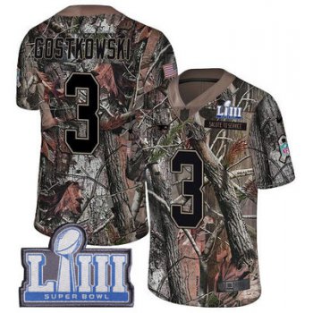 #3 Limited Stephen Gostkowski Camo Nike NFL Youth Jersey New England Patriots Rush Realtree Super Bowl LIII Bound