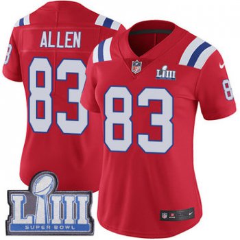 #83 Limited Dwayne Allen Red Nike NFL Alternate Women's Jersey New England Patriots Vapor Untouchable Super Bowl LIII Bound