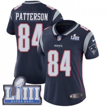 #84 Limited Cordarrelle Patterson Navy Blue Nike NFL Home Women's Jersey New England Patriots Vapor Untouchable Super Bowl LIII Bound