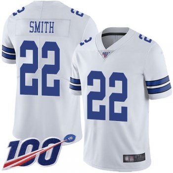 Nike Cowboys #22 Emmitt Smith White Men's Stitched NFL 100th Season Vapor Limited Jersey