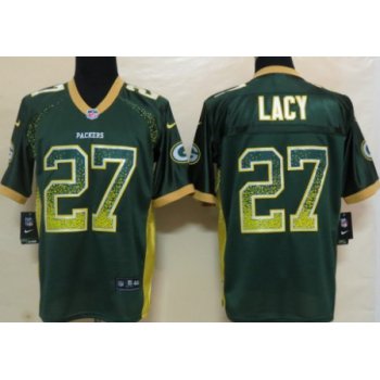 Nike Green Bay Packers #27 Eddie Lacy Drift Fashion Green Elite Jersey