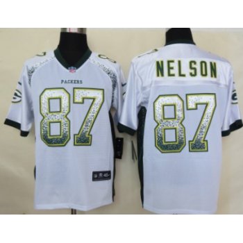 Nike Green Bay Packers #87 Jordy Nelson Drift Fashion White Elite Jersey