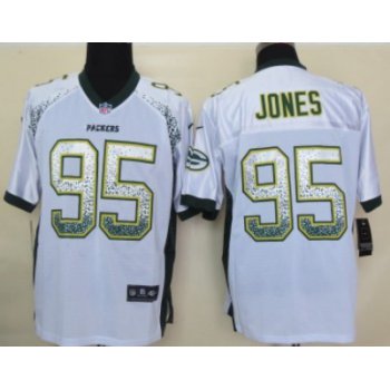 Nike Green Bay Packers #95 Datone Jones Drift Fashion White Elite Jersey