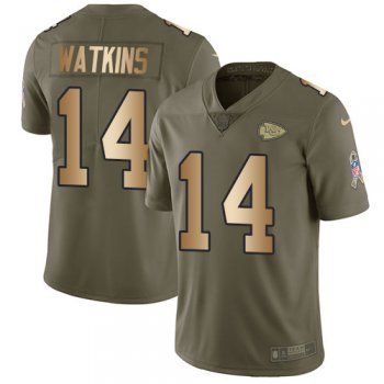 Nike Kansas City Chiefs #14 Sammy Watkins Olive Gold Men's Stitched NFL Limited 2017 Salute To Service Jersey