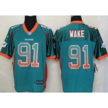 Nike Miami Dolphins #91 Cameron Wake Drift Fashion Green Elite Jersey