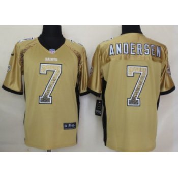 Nike New Orleans Saints #7 Morten Andersen Drift Fashion Gold Elite Jersey