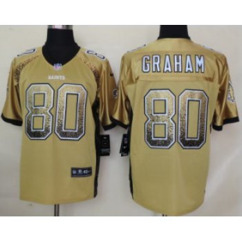 Nike New Orleans Saints #80 Jimmy Graham Drift Fashion Gold Elite Jersey