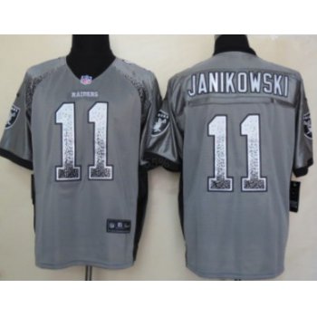 Nike Oakland Raiders #11 Sebastian Janikowski Drift Fashion Gray Elite Jersey