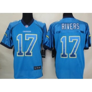 Nike San Diego Chargers #17 Philip Rivers Drift Fashion Blue Elite Jersey