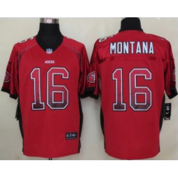 Nike San Francisco 49ers #16 Joe Montana Drift Fashion Red Elite Jersey