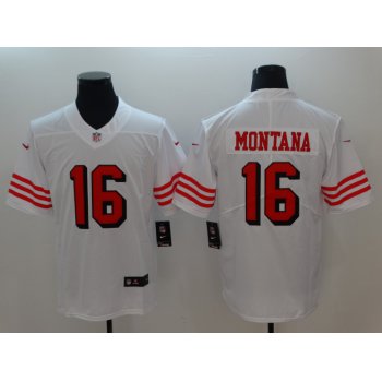 Nike San Francisco 49ers #16 Joe Montana White Color Rush Vapor Untouchable Limited New Throwback Jersey