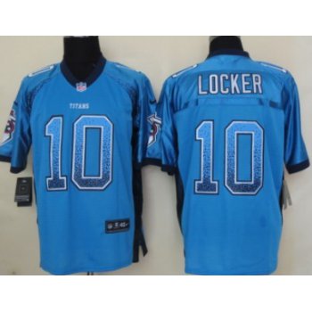 Nike Tennessee Titans #10 Jake Locker Drift Fashion Blue Elite Jersey