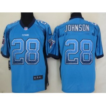 Nike Tennessee Titans #28 Chris Johnson Drift Fashion Blue Elite Jersey