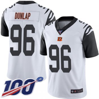 Nike Bengals #96 Carlos Dunlap White Men's Stitched NFL Limited Rush 100th Season Jersey